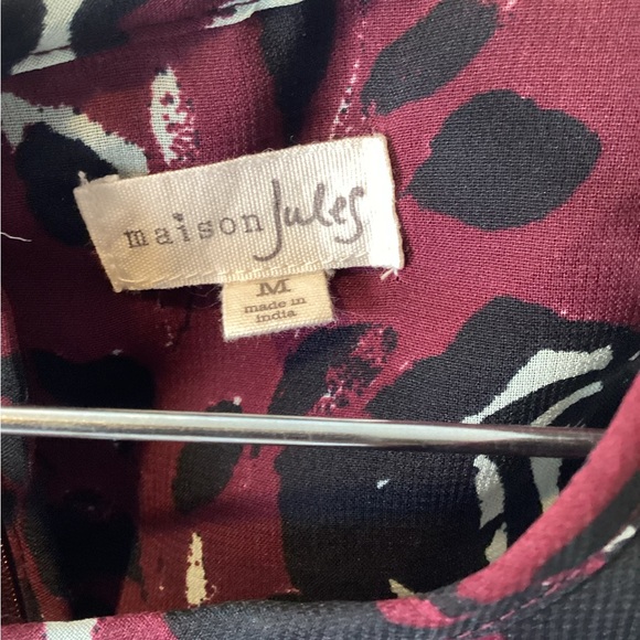 Maison Jules Women Burgundy/Black Dress Sz M - Picture 3 of 3